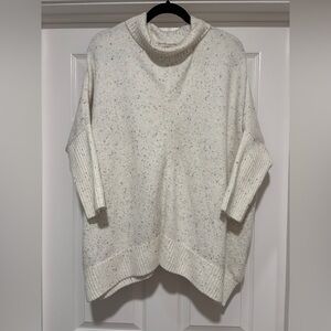 LOFT Outlet Speckled Turtleneck Poncho Sweater Cream Cozy Size M
